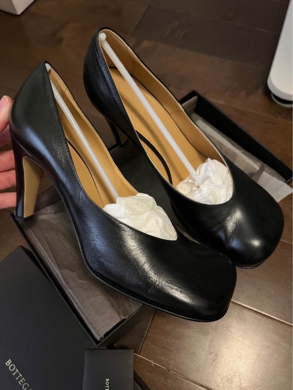 Bottega Veneta Bloc Square Toe Heel